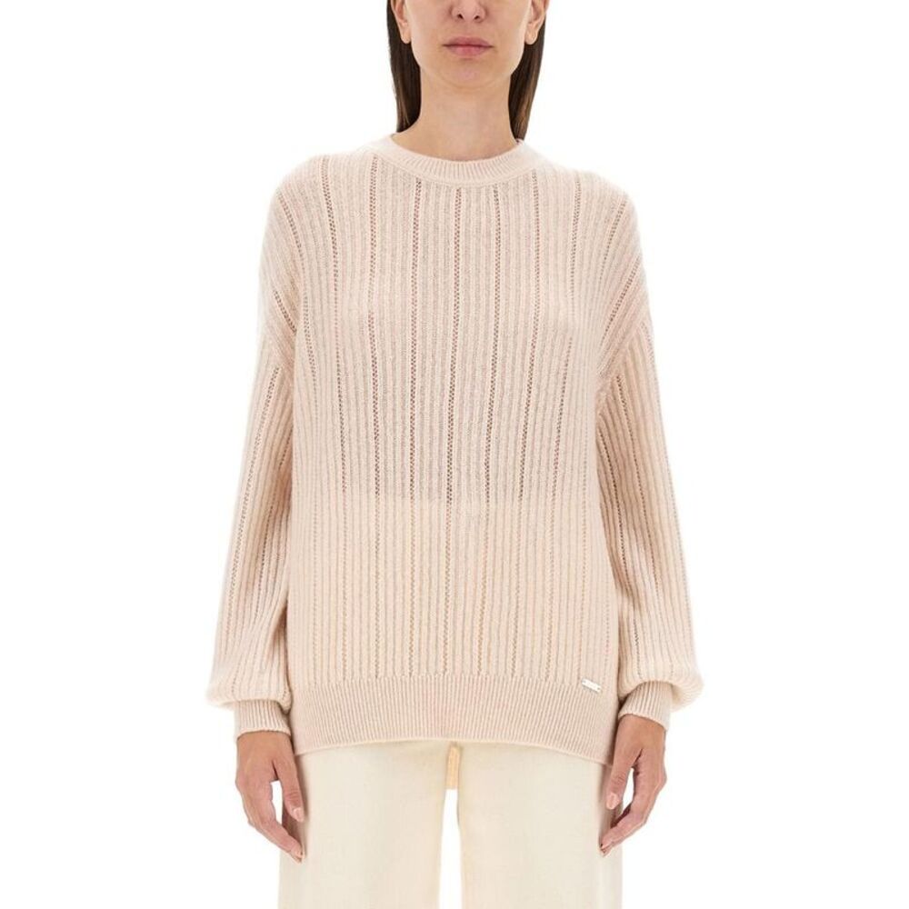 KITON Women's Ribbed Knit Sweater Women Beige Sweaters & Knitwear